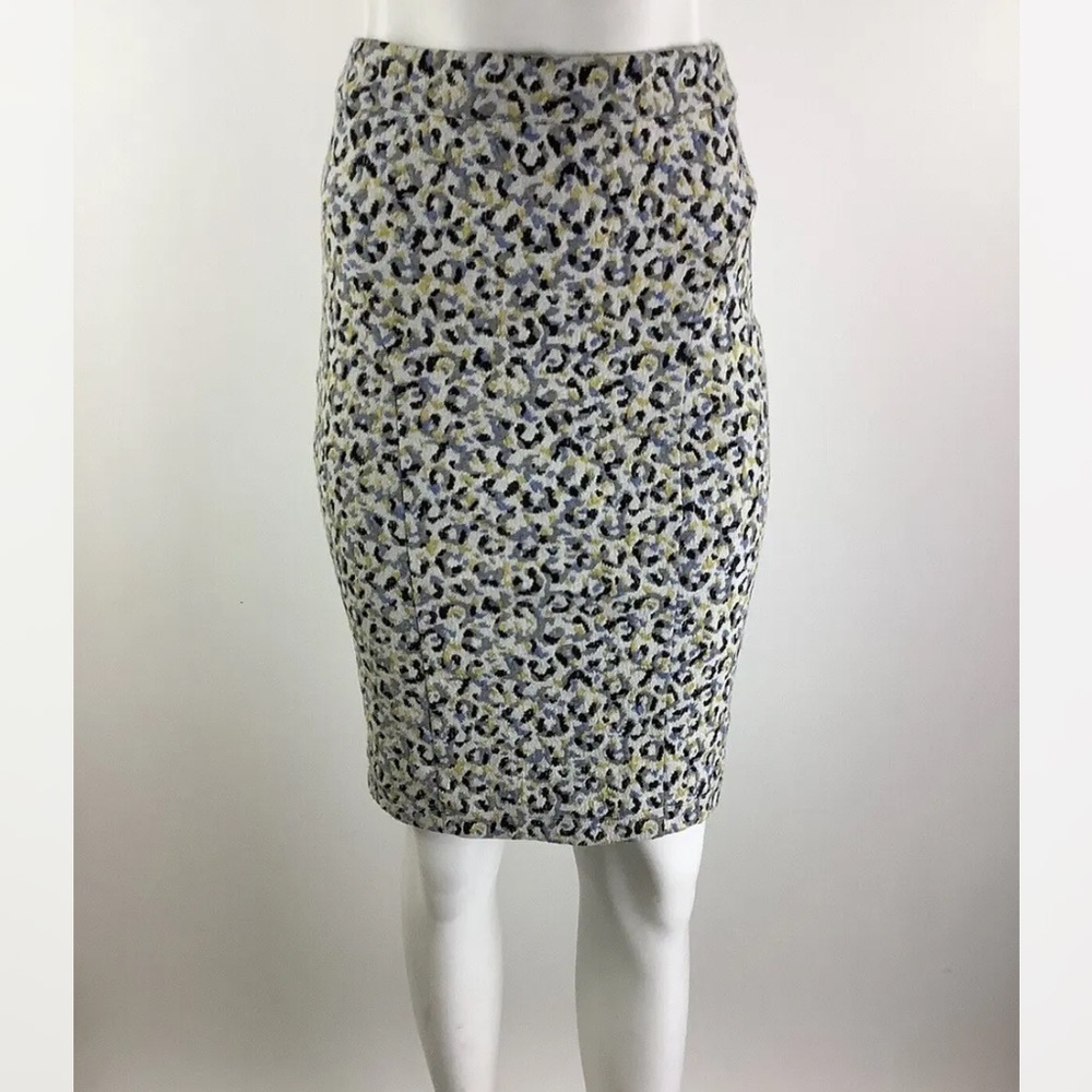 Anthropologie Sz XS Jersey Leopard Print Pencil Skirt Multicolor Cotton Blend - Picture 1 of 7